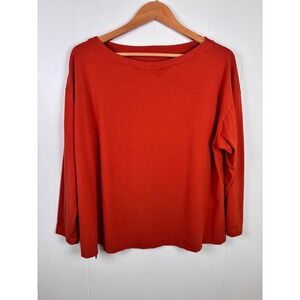 J.Jill Women's Luxe‎ Supima Boat Neck Long Sleeve T-Shirt Top Burnt Orange 2X